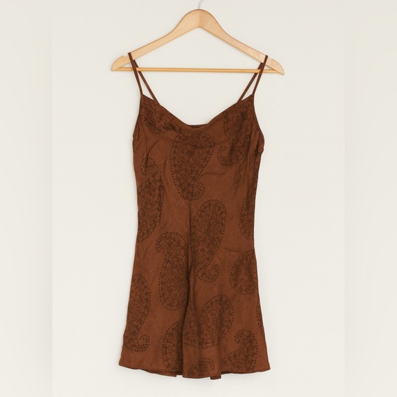 Vintage Dresses & Skirts - 90’s Vintage Made in Italy women’s brown floral velvet paisley dress sz L Y2K bo